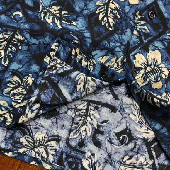 Natural Issue Vintage 90s Hawaiian Navy White Button Front Shirt Men's Size XL - Picture 6 of 9